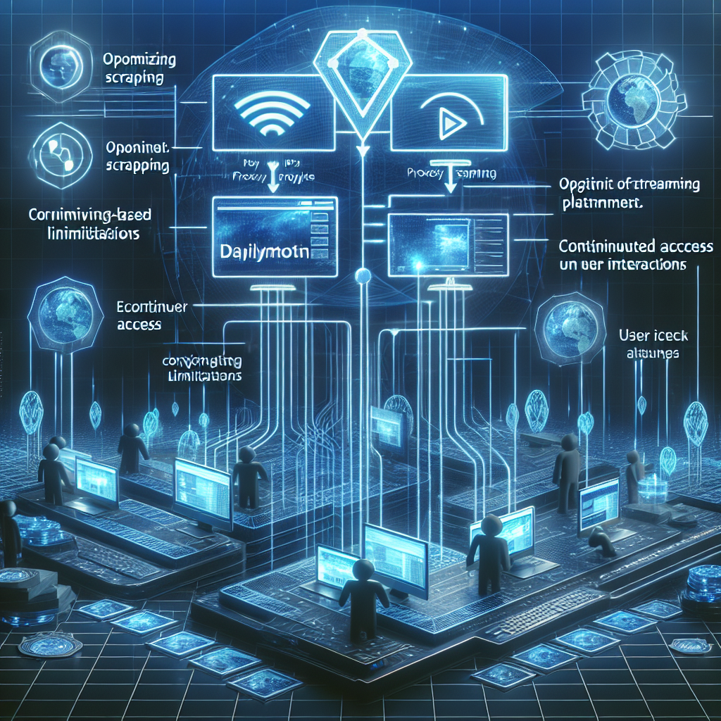 Proxies can be employed to optimize scraping on Dailymotion, avoiding IP-based limitations and ensuring continuous access for extracting video content, channel information, and user interactions.